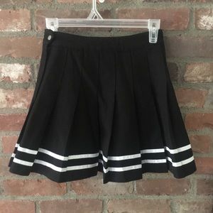 Black Pleated Skirt with White Lines Size 4